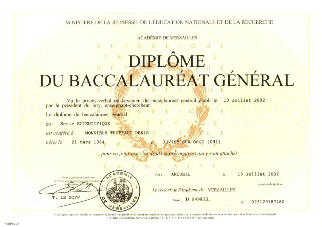 Exemple de faux diplôme