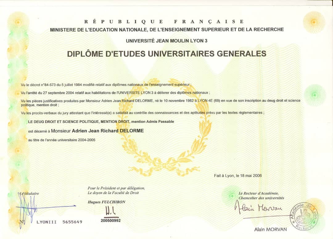 Exemple de faux diplôme